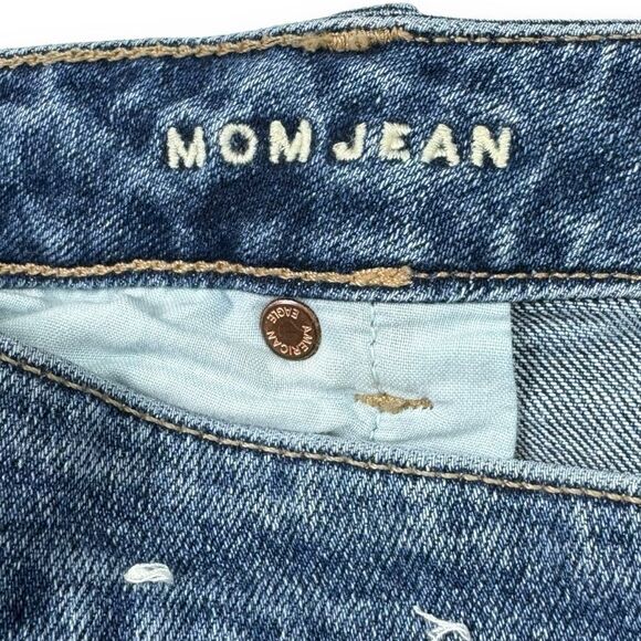 American Eagle Mom Jeans 16 R Women’s High Waisted Relaxed Fit Denim Dark Wash - Picture 9 of 12